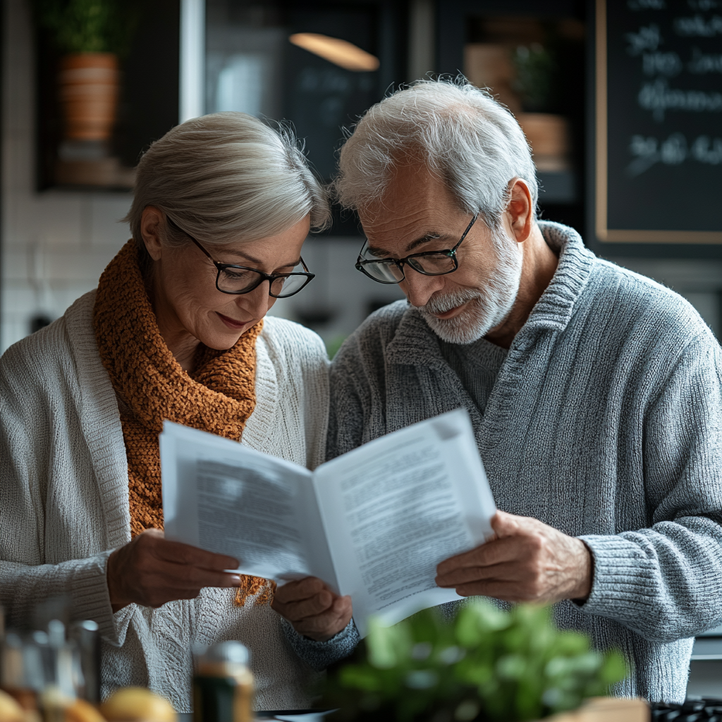 Щастлива възрастна двойка готви здравословна храна в кухнята